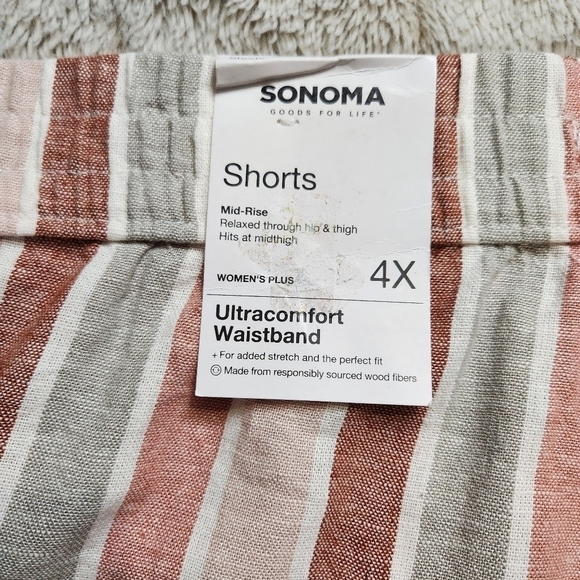 Size 4X Shorts Linen blend Boyfriend cut Pockets Elastic waistband SONOMA NWT - Picture 14 of 16